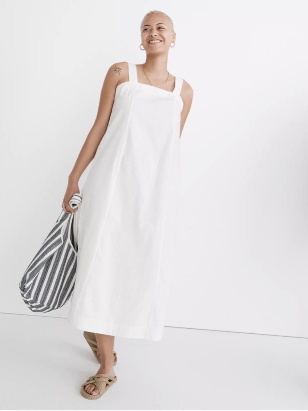 Madewell Linen-Cotton Princess-Seamed Midi Dress